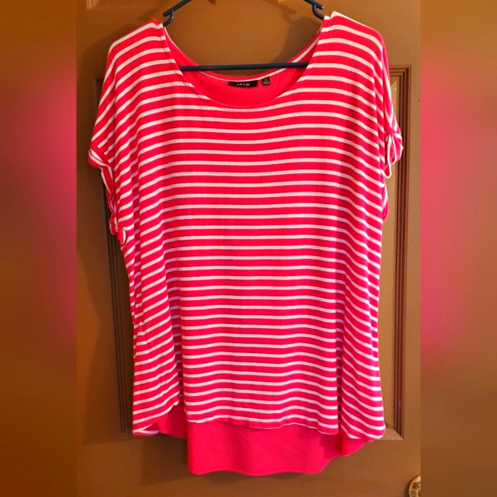 Apt 9 Pink and White Stripe Tee